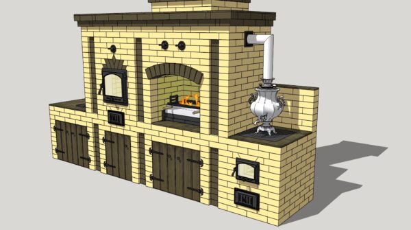 Проект барбекю 3952-АРП – с казаном 6–12 л, мангалом 790 мм и камерой ...