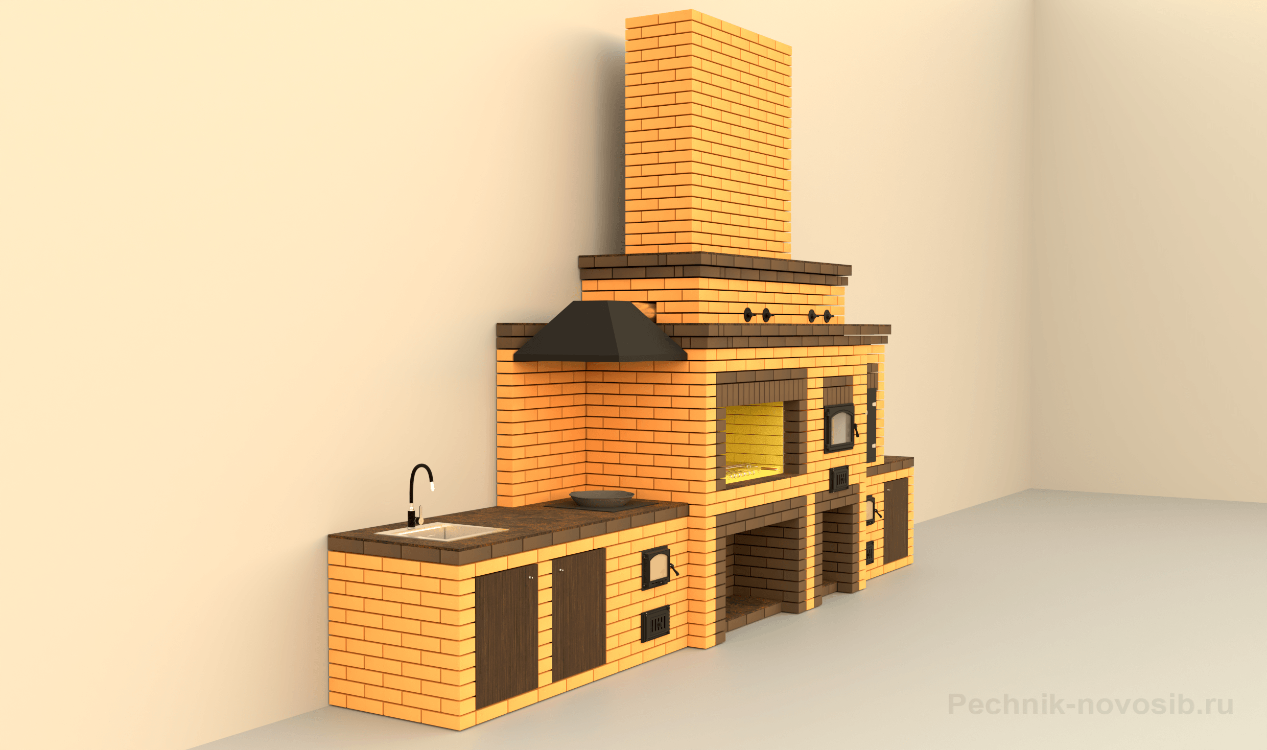 Интерактивная 3D-модель барбекю-комплекса 5970-МКВ, вид сбоку